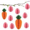 CYIOU 10 Pezzi Decorazioni Pasquali da Appendere Uova di Pasqua di Carta a Nido d'Ape Pasquale con Magnete Centrotavola Pasquale per Interni ed Esterni Decorazione Primaverile (Variante Cartoncino)