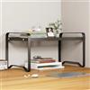 AUSHOPLAH Moderno organizer da scrivania, nero o bianco, metallo, 40 x 21 x 18 cm, a 2 ripiani, per libri e forniture per ufficio, E333 (nero)
