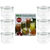 Weck 42578 - Set di 6 vasetti per conserve con ricettario, 144 pagine; vetro a tulipani da 500 ml; bordo rotondo da 100 mm, per conservare le scorte