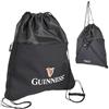 Guinness Borsa ufficiale con coulisse, nera, impermeabile, per sport e palestra, con tasca con cerniera, zaino leggero per calcio, viaggi e uso quotidiano, prodotto con licenza Guinness 47 x 41 cm