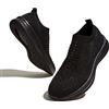 BELOS Women's Rhinestone Slip On Walking Shoes Breathable Mesh Knit Sock Shoes Fashion Comfortable Sparkly Sneaker(Black,8)