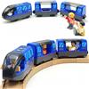 TOPLIVING Treno alimentato a batteria per ferroviari in legno giocattolo ad alta velocità per bambini 3-5 anni con frizione magnetica veicolo da città