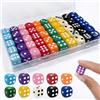 Klerbesh Set di 100 Dadi da Gioco 14mm, Dadi a 6 Facce Standard D6 in Acrilico, Ideale per Giochi da Tavolo e Didattica Matematica, Include 2 Scatole Contenitore Trasparenti (Opaco colorato)