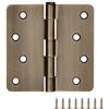 Design House Cerniera per porta in ottone anticato, 10,2 cm, raggio 1/4, confezione da 6, 186080, confezione da 6
