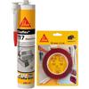 SIKA - Kit Fissaggio e Colla Metallo: 1x Sikabond Mammoth Crystal (1.5m), Nastro Biadesivo + 1x Sikaflex-117 Metal Force (Grigio, 300ml), Mastice per Superfici Metalliche