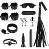 Qoosea Kit Bondage BDSM 12 Pezzi Qoosea per Coppie - Set di Restrizione Regolabile con Manette, Cavigliere, Collare, Benda Occhi, Bavaglio & Accessori per Giochi Erotici - Sex Toys per Adulti