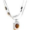 Femmorya Collana geometrica con occhio di tigre da donna, ciondolo dorato con catena fine, gioiello moderno minimalista per l'uso quotidiano e occasioni speciali, Misura unica, Metallo, Nessuna pietra