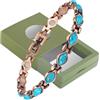 YINOX Bracciale magnetico da donna con pietre preziose semipreziose di rame verde acqua blu turchese, 19,5 cm, rame