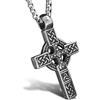 bahamut Collana da uomo con ciondolo a forma di croce con nodo celtico e Odino, in acciaio inox, stile vintage, amuleto norreno, regalo vichingo per, 65 cm, Acciaio inossidabile Lac acciaio inox