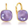MŚ 1997 MENNICA ŚWIDNICKA Square Stupendi orecchini con comoda chiusura realizzati in argento sterlina 925 placcati con oro a 24 carati regalo per la Festa della Mamma, compleanni, onomastici o anniversari (Lilac)