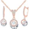 MICMIF Set di Collana e Orecchini Zircone, Parure Gioielli in Argento 925 per Donna, Orecchini Pendenti Rotondi a Cerchio con Zirconi Collana con Ciondolo, Gioielli per Mamma Fidanzata
