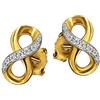 CLEVER SCHMUCK Orecchini da donna in oro Infinity, 9 x 5 mm, con simbolo dell'infinito, forma plastica, molti piccoli zirconi al centro decorati in oro 333 8 carati, Lucido, Zirconia cubica