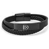 The Gift Scholars Braccialetto ufficiale del West Ham United FC, in acciaio inox e pelle placcata in IP nero, merchandising ufficiale WHUFC