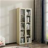 Dmora - Vetrina Mango, Credenza espositiva, Vetrinetta multiuso, Madia da soggiorno, 70x35 h180 cm, Panna
