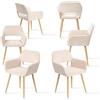 MEUBLE COSY Set di 6 Sedie da Pranzo Scandinavo Imbottito con Schienale Braccioli Poltrona in Velluto a Coste per Cucina Sala Soggiorno Camera Ufficio, Beige Chiaro