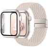 BBAMEN Intrecciato Cinturini e Cover Con Vetro Temperato Compatibile per Apple Watch Cinturino Series 9/8/7 45mm Uomo Donna, Nylon Sport Loop Chiusura Magnetica Cinturino Con HD Custodia Protettiva