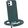 MyGadget Cover per iPhone 12 Mini - Custodia con Corda Case con Cordino Opaca Antiurto | Bumper con Laccio | Tracolla - Practical Stylish Verde scuro