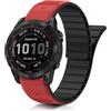ToVioc Cinturini Silicone per 47mm of Garmin Fenix E/Fenix 8 Pro/Tactix 8/Quatix 8/D2 Mach 2, Cinturino Magnetico QuickFit 22mm per Garmin Quatix 7 Pro/6/6 Titanium, Descent G2 - Rosso & Nero