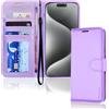 TECHGEAR Cover iPhone 15 Pro Max- Custodia Portafoglio in Pelle Sintetica con TPU Antiurto, Funzione di Supporto con Slot per Schede e Cinturino da Polso per iPhone 15 Pro Max (6,7 Pollici, 2023)