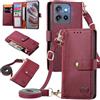 MOJIA Custodia per Motorola Edge 60 Neo / 50 Neo, Alta Qualità Pelle Flip Portafoglio Cover per Telefono, Multifunzione Porta Carte con Tracolla Custodia. Rosso