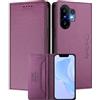 MOJIA Custodia per Vivo V60 5G, Resistente a Cadute e Graffi, Alta Qualità PU Pelle Stile Portafoglio Cover Folio con Chiusura Magnetica. Dark Purple