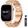 AiiBowy Metallo Cinturino per Apple Watch 46mm 45mm 44mm 42mm 49mm, Cinturini in Acciaio Inossidabile per Apple Watch Ultra 3/Ultra 2/Ultra/SE 3/SE 2/SE/Series 11/10/9/8/7/6/5/4/3/2/1 Oro Rosa