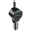 GemCoo 3 in 1 Caricatore Auto, 75W Retrattile Caricabatterie Auto, Caricatore Auto USB Cavi di Ricarica Veloce (70cm), PD 30W & QC3.0 Voltmetro LED compatibile con Google/Huawei/Tablet...