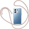 XTCASE Cover con Cordino per Xiaomi Redmi Note 13 4G, Trasparente Custodia con Laccio Tracolla Collana, Ultra Sottile Morbido Silicone TPU Antiurto AntiGraffio Anticaduta, Oro Rosa