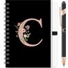 BBTO 1 Set Quaderno con Iniziale per Donna Regali Personalizzati Quaderno Floreale B6 con Penna a Sfera per Natale Compleanno Articoli per Ufficio(Lettera C)