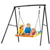 VEVOR Altalena da Giardino Telaio in Metallo a Forma di A per Bambini da Giardino Carico max 199,6 kg, Altalena Seduta 150 x 81 cm da Esterno Cortile Parco Gioco Struttura Triangolare per Bambini