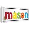 Feel Good Art Cute illustrativi Design, Scatola tela con surround in legno massiccio bianco (19 x 46 x 3 cm, piccolo, Mason)