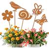 YGKYMVW Decorazione da giardino in ruggine, 5 pezzi, decorazione da giardino in metallo, decorazione arrugginita, decorazione per la primavera, gli alberi