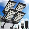 SENDALE 800W Lampione Solare Led Esterno con Telecomando 4 pezzi,IP66 Impermeabile Lampada Stradale Solare con Sensore di Movimento,6500K Lampioni da Giardino Esterno Solari per Garage Strada