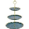 DEARBAG Alzate per Dolci e Frutta Doppio Strato Patisserie Alzatina,Alzata per Torte da Ceramica,Cupcake Stand Supporto per Cupcake,Espositore per Dolci Nuziali Compleanno Partito Buffet Feste (3 Green)