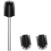 WAVEWO Scopino per WC in silicone, con 2 testine, diametro 7 cm, in acciaio inox 304, per la pulizia del bagno (TPR Argentato)
