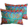 Loussiesd Federa bohémien esotico a righe floreali bohémien 2 federe standard colorate Boho con chiusura Evenlop in microfibra, super morbida, 50,8 x 76,2 cm