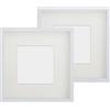 Anhow 2 Pezzi Cornici 20x20 cm, Cornice Profonda Cornice 3D Profonda con Vetro Cornici per Foto con Passepartout per Foto 10x10 cm - 3 cm di Profondità/Bianco