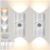 AUAUY 2 Pz Lampada da Parete a LED, Luce Notturna con Rilevatore di Movimento, Applique da Parete Interno Magnetica, 3 Temperatura del Colorea, Ricaricabile, Luminosità Regolabile per Camere da Letto