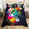 Homemissing Sport Set per Ragazze, Ragazzi e Bambini Calcio Hand Guard Sport Tema Gioco Copripiumini Luminoso e Vibrante Decorazione Camera da letto Modello di Calcio Set Copripiumino 135x200cm