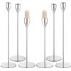 LIAILA Portacandele in metallo a 6 pezzi, 33/28/23 cm Candelabro a tre altezza, eleganti eleganti candelabri decorativi adatti per matrimoni, feste, compleanni, decorazione per la casa (Argento)
