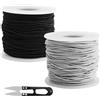 FAREASTSHOP 2 pezzi Filo Elastico per Braccialetti Resistente, Elastico per Braccialetti, con ago aperto,resistente agli strappi per fai da te e collane, filo di perle.(Nero, Bianco)