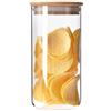 Stgbcst Barattoli in vetro con coperchio in bambù, ermetici, per pasta e cereali, per spaghetti, pasta, pasta, farina, chicchi di caffè (15 x 8 cm)
