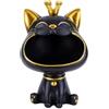 Moaobooh Statua di Gatto, Scultura Portafortuna Gatto, Box di Conservazione per la Casa e il Soggiorno per l'Ingresso Gatto che Ride, Box di Conservazione per Piccoli Oggetti Decorativi (Nero)
