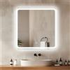 Venti Specchio Bagno Bagno Quadrato 60x60cm Luce LED, Specchio Bagno Retroilluminato, con Interruttore Touch, Angoli arrotondati con luce LED Frontale Bianca Naturale