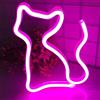 Fespcj Gatto LED neon segno, USB o 3-AA alimentato a batteria, decorazione della parete per la camera da letto delle ragazze, regalo di compleanno dei bambini, regalo di festa di nozze (rosa)