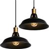 TOKIUS Lampada a Sospensione Industriale Vintage Lampadario Plafoniera E27 in Metallo Ø27cm Lampada da soffitto Retro Interni Per Cucina Camera da letto Sala Da Pranzo (Nero, 2 pezzi)