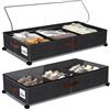 SPEEDEVE 2 Pezzi Contenitori Sottoletto con Ruote 50L Cassettiera con Partizione Regolabile Salvaspazio Organizer per Vestiti Scarpe Libri Giocattoli Coperte,Nero-stile 2,2 pezzi