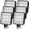 Sporgo 6 pezzi di fari da lavoro LED: fari LED quadrati 12V 48W, fari supplementari fuoristrada e retromarcia IP67 impermeabili per escavatori, trattori, cingolati, ATV, camion fuoristrada, luce