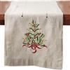 SARO LIFESTYLE 60041.N16108B Holly Collection Christmas Tree Embroidered Table Runner, naturale, 16 x 90