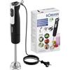 Bomann Frullatore a immersione Bomann® da 800 Watt con funzione Turbo, Frullatore a immersione con lama in acciaio inox, 12 velocità, per pappe, zuppe, frullati, puree, Frullatore elettrico a immersione